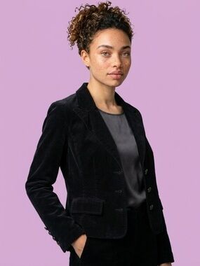Calvin Klein Black Velvet Single-Breasted Blazer